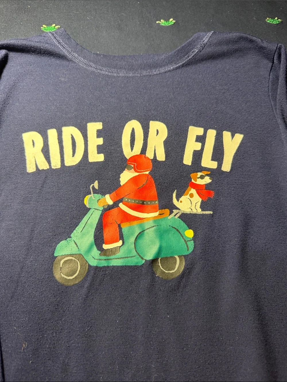 Old Navy Navy Long-Sleeve Tee with Scooter Graphic